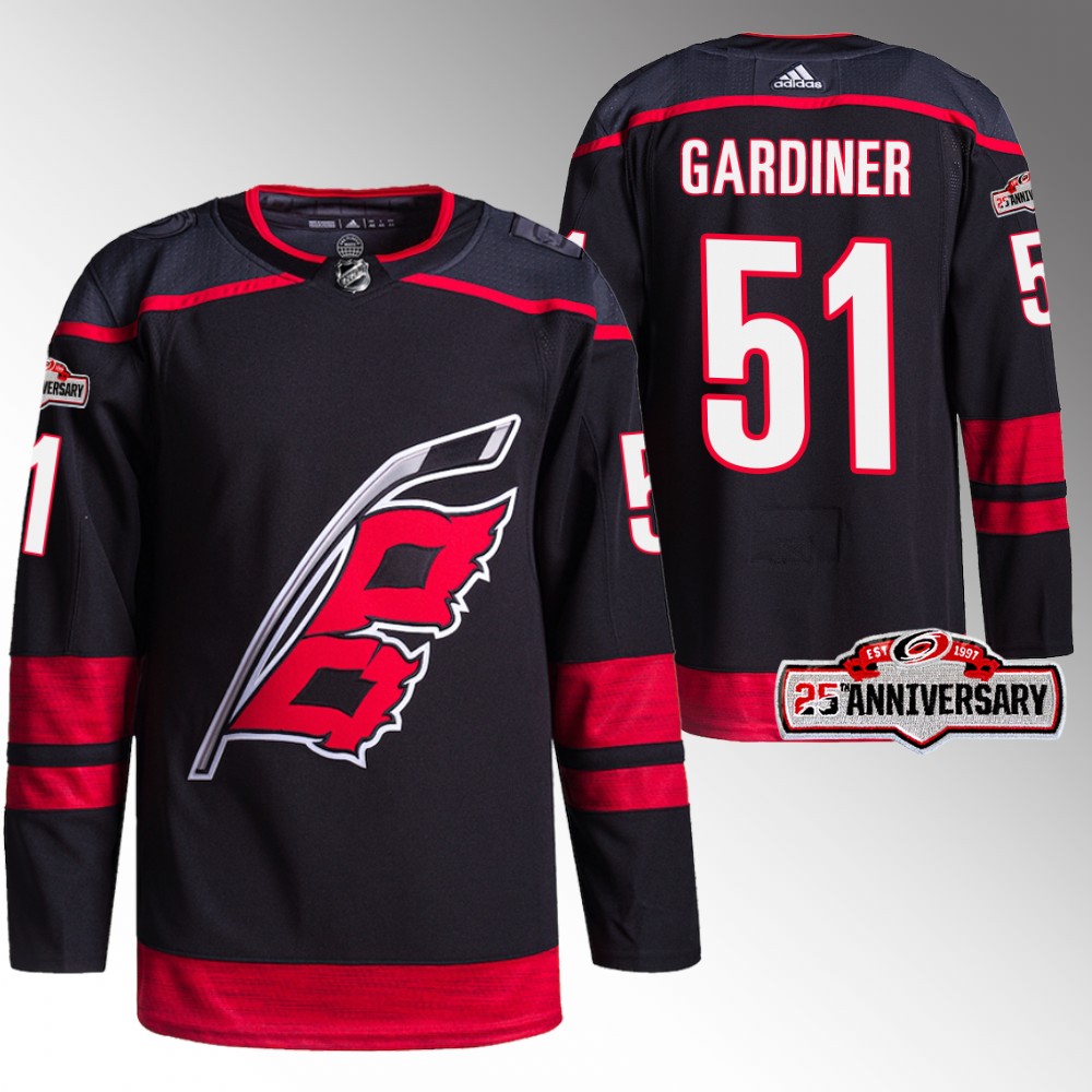 Jake Gardiner Carolina Hurricanes 25th Anniversary Black 2022-23 Authentic Home Jersey