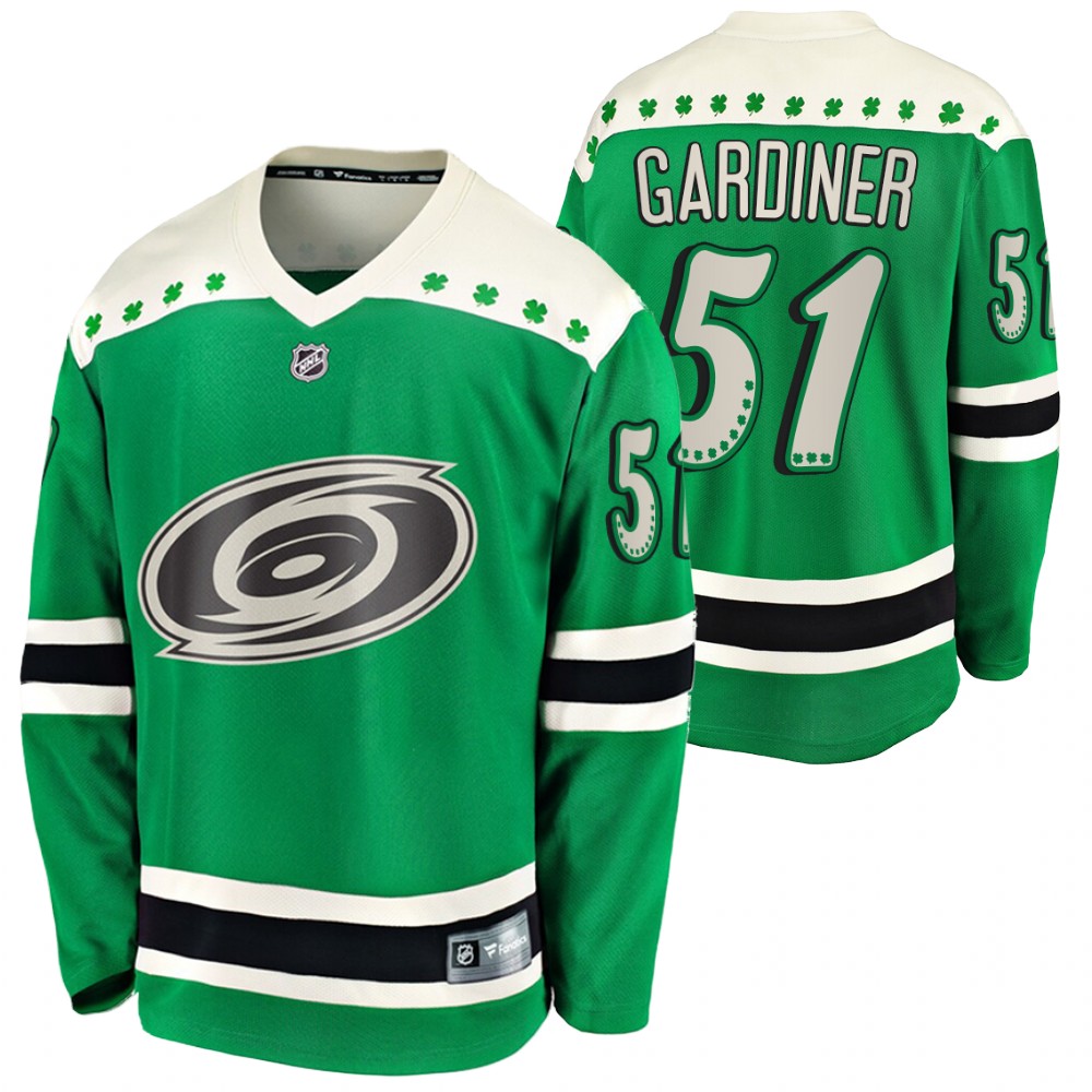 Jake Gardiner Hurricanes 2021 St Patricks Day Green #51 Jersey