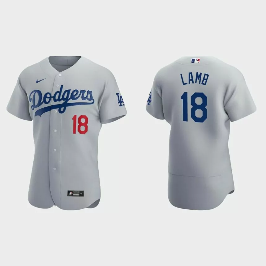 Jake Lamb Los Angeles Dodgers Authentic Alternate Jersey – Gray