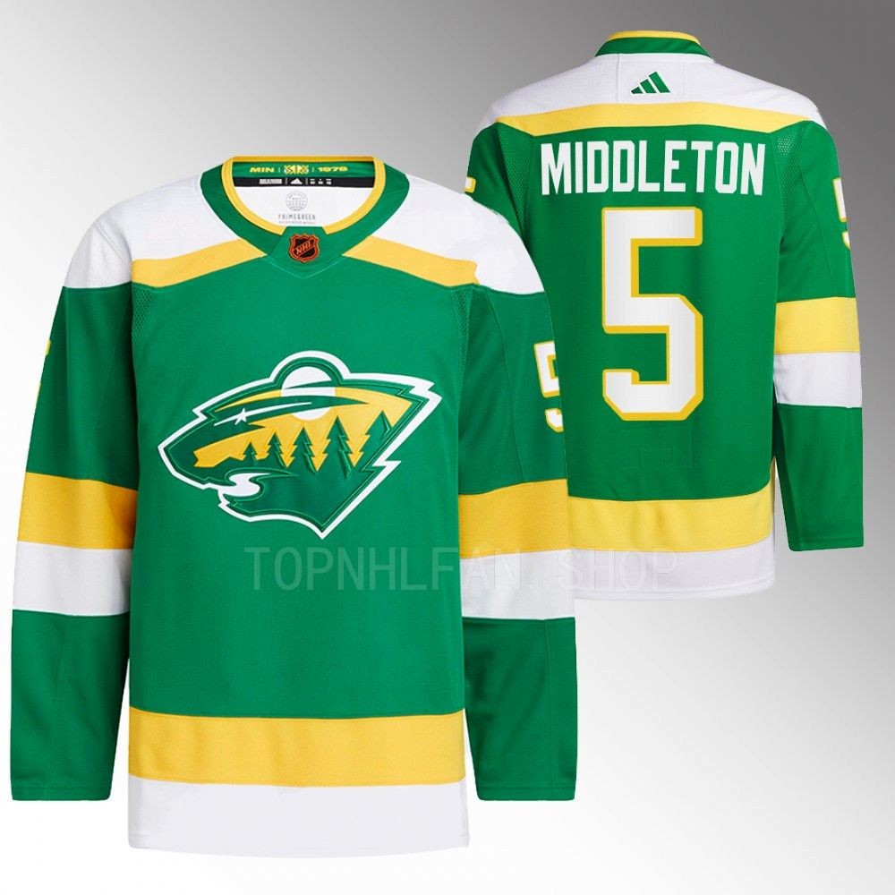 Jake Middleton Minnesota Wild Reverse Retro 2.0 Authentic Pro Green 2022 Jersey