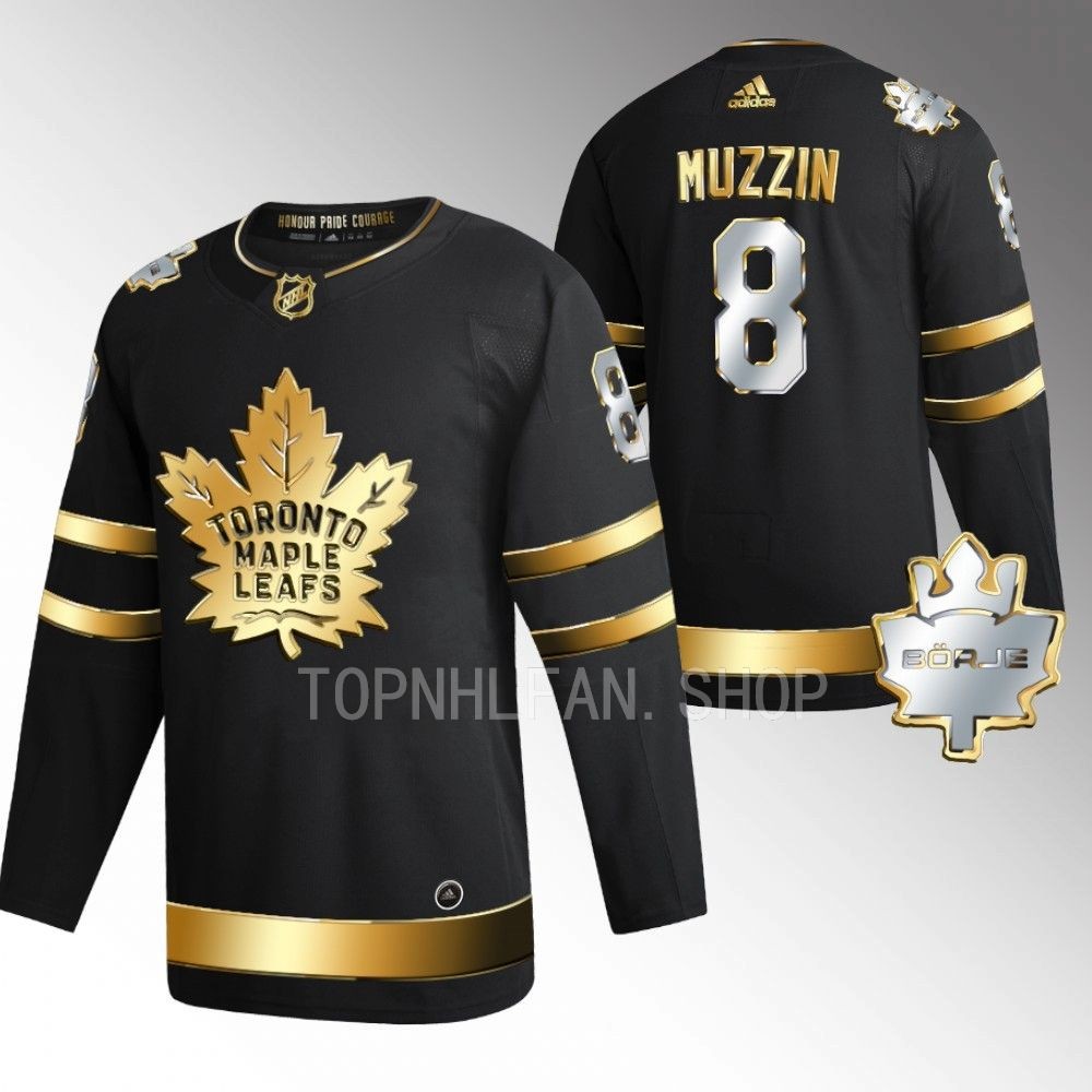 Jake Muzzin Maple Leafs #8 Black Golden Edition The King Borje Patch Jersey