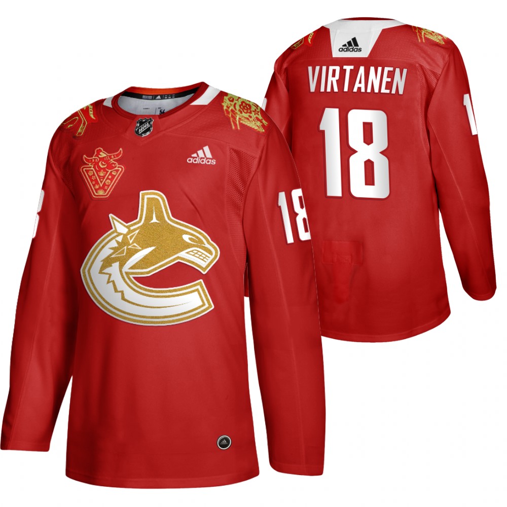 Jake Virtanen Canucks 2021 Lunar OX Year  Red Special Jersey