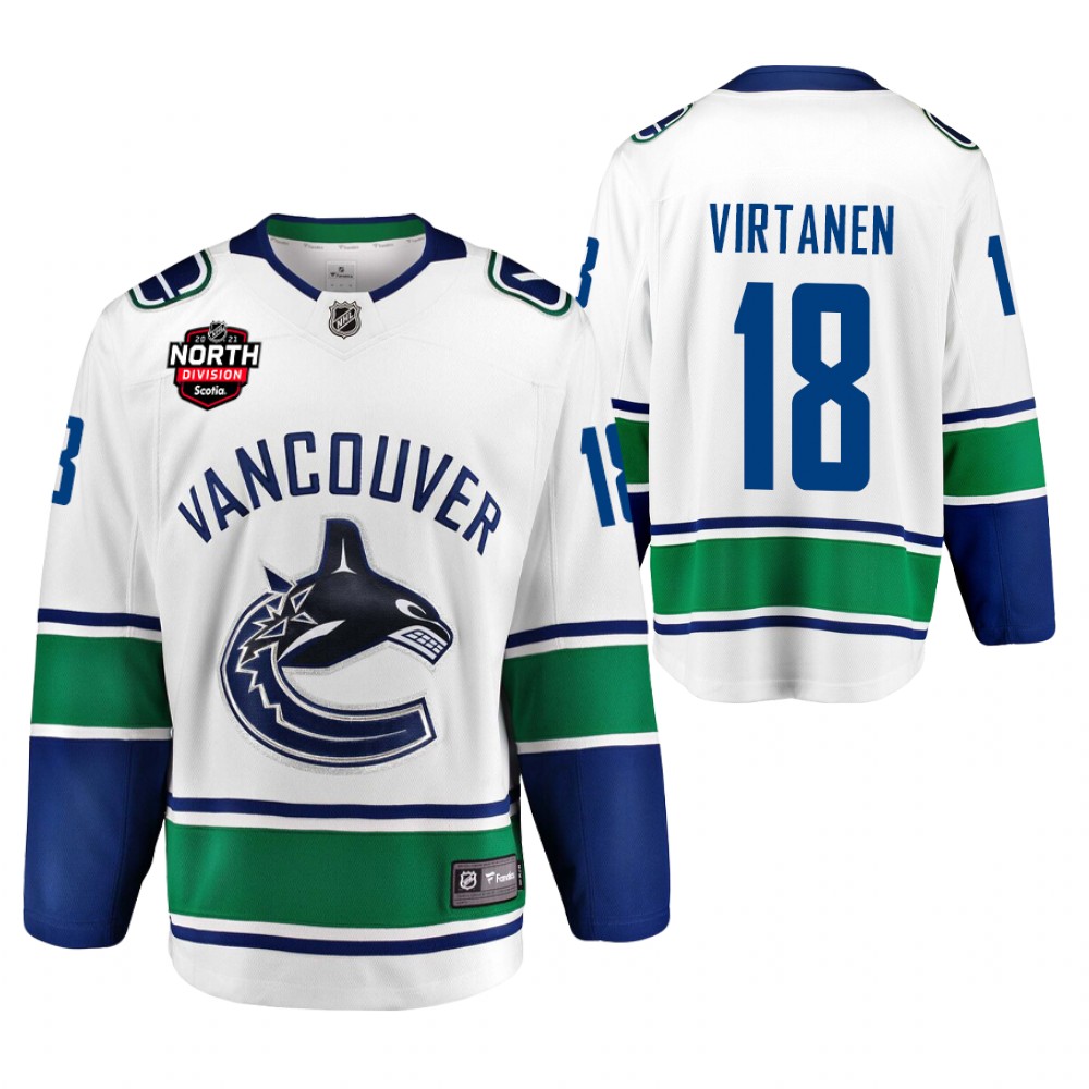 Jake Virtanen Canucks 2021 North Division Patch Jersey White Away