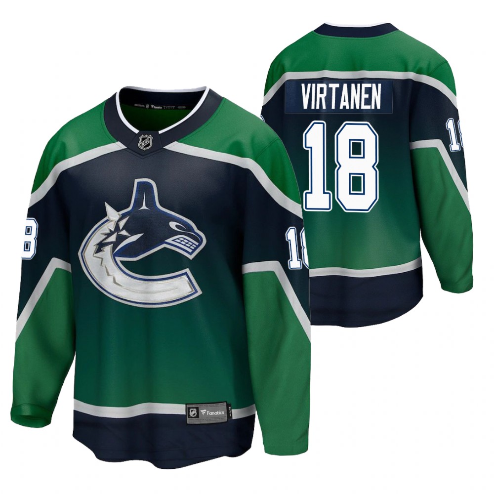Jake Virtanen Canucks 2021 Special Edition Green Jersey