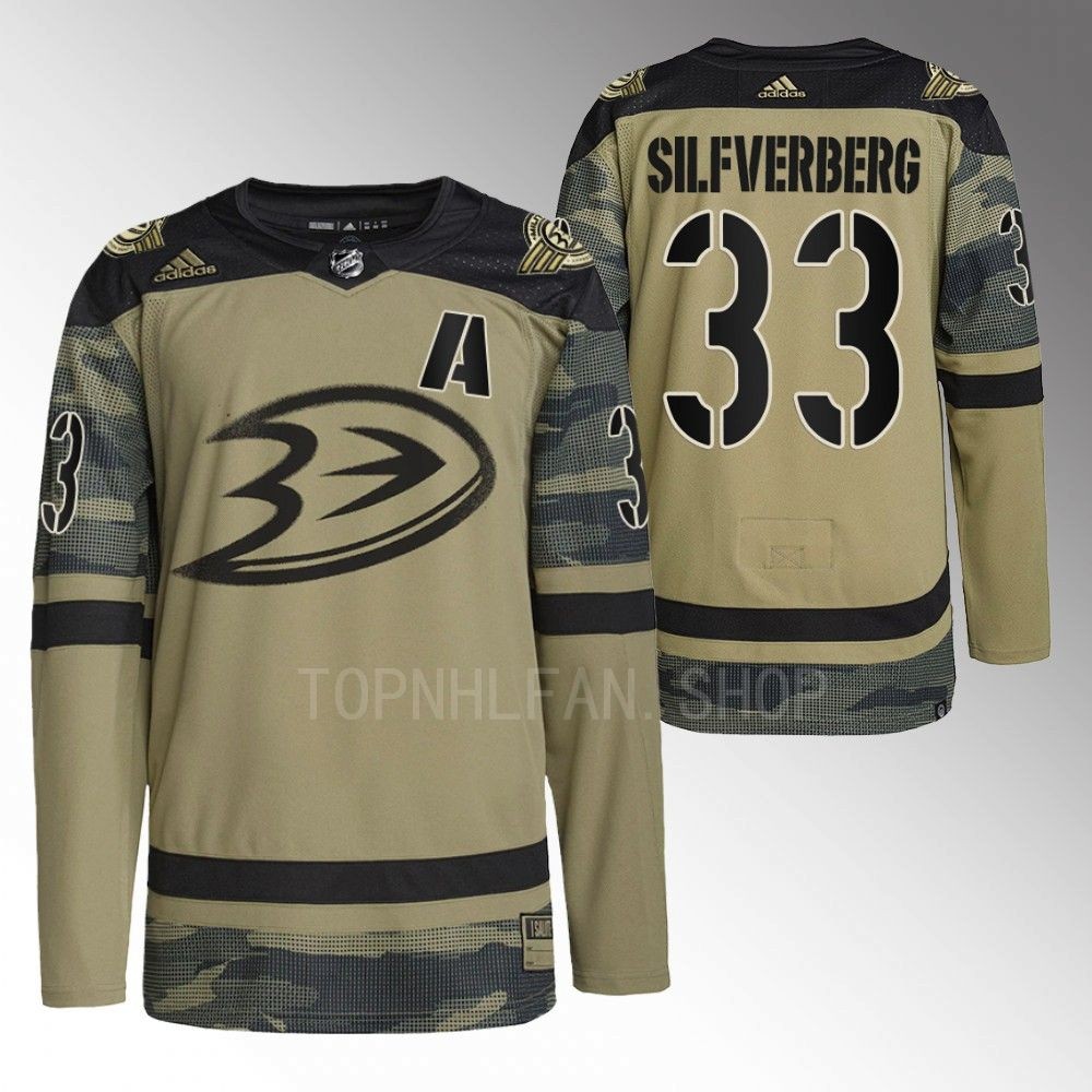 Jakob Silfverberg Ducks Military Appreciation Night Jersey Camo Warmup