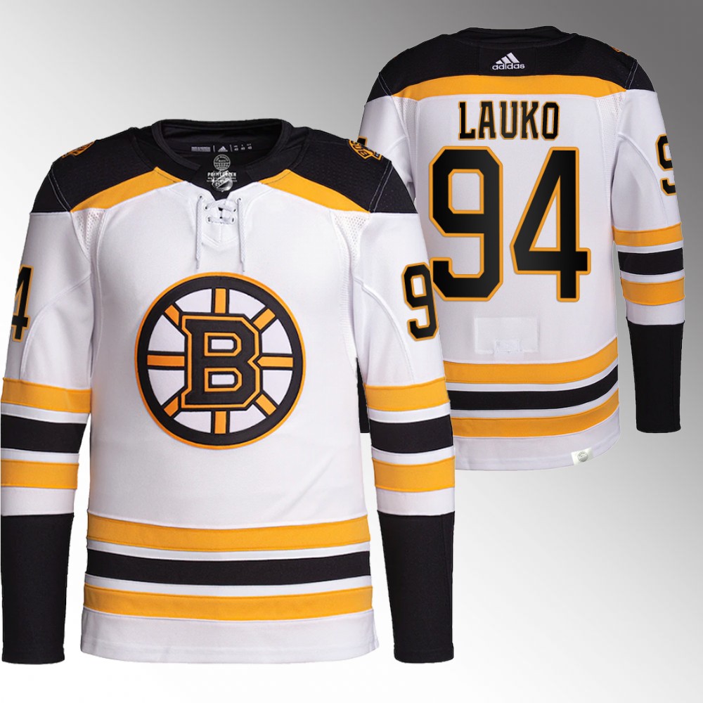 Jakub Lauko Boston Bruins White Primegreen Away Jersey Stitched