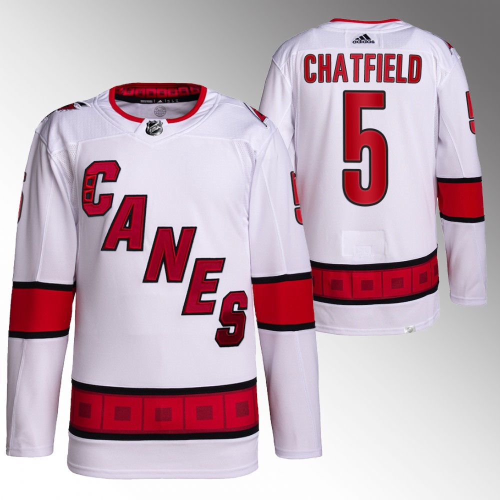 Jalen Chatfield Carolina Hurricanes White Authentic Primegreen Away Jersey