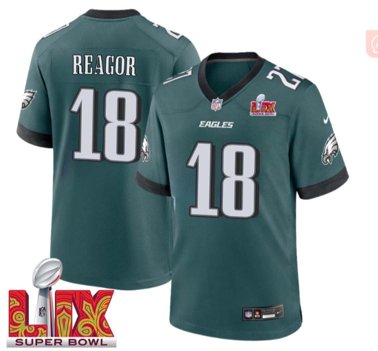 Jalen Reagor No 18 Men Super Bowl LIX Philadelphia Eagles Home Game 2025 Jersey- Replica