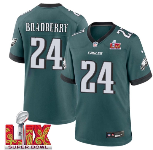 James Bradberry No 24 Men Super Bowl LIX Philadelphia Eagles Home Game 2025 Jersey- Replica