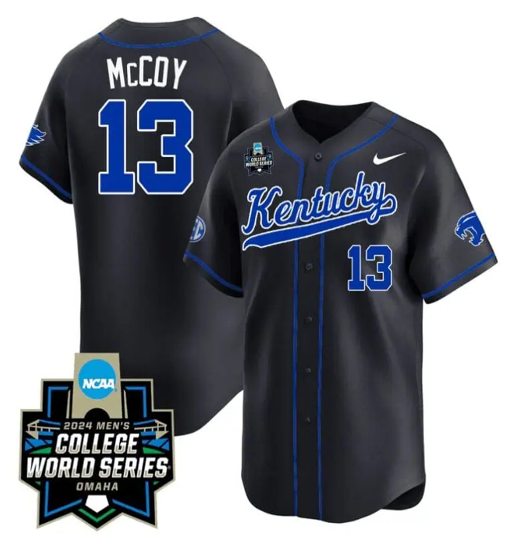 James McCOY Jersey #13 Kentucky Wildcats 2024 College World Series Vapor Premier Limited NCAA Baseball Stitched Black