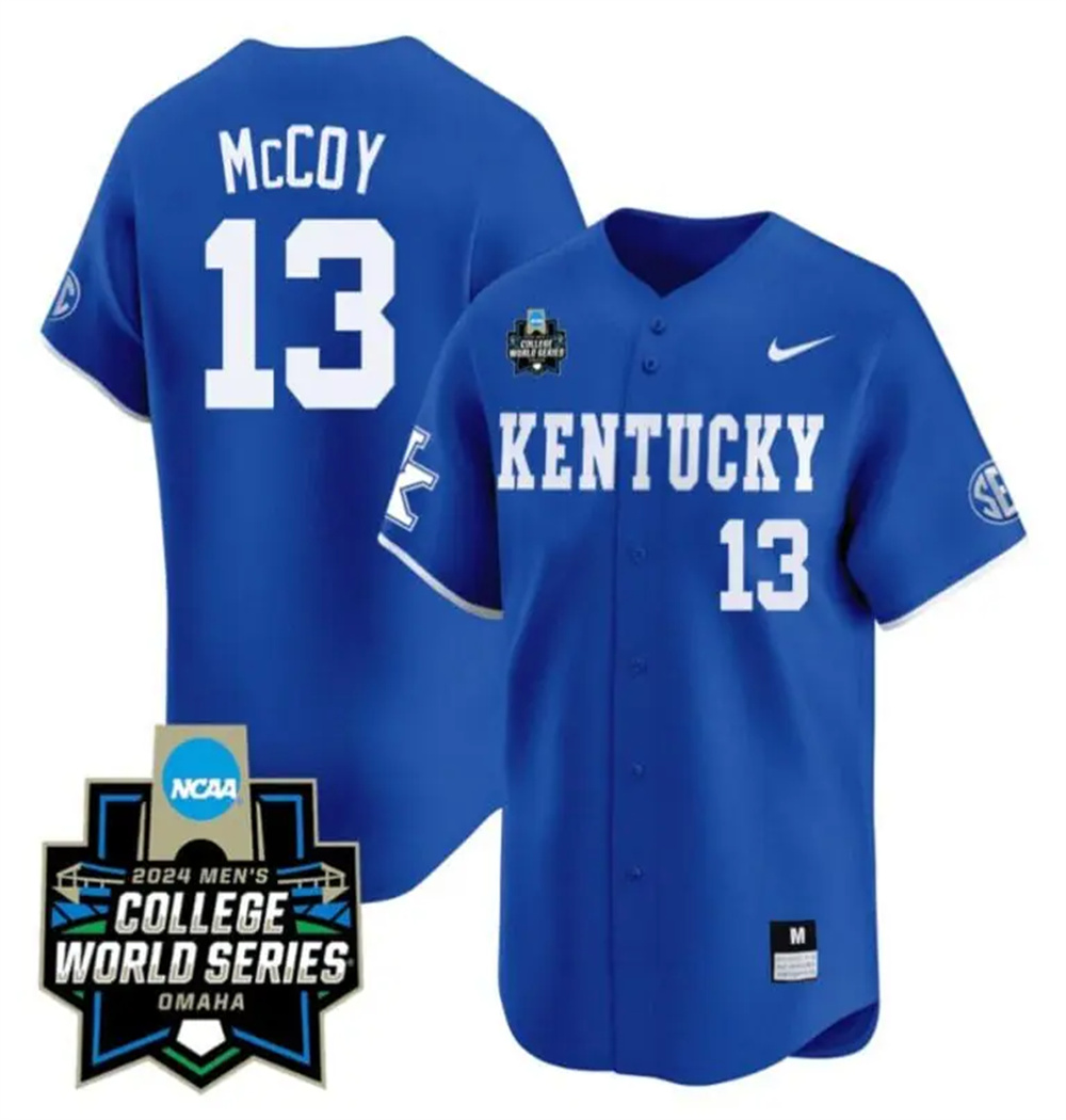 James McCOY Jersey #13 Kentucky Wildcats 2024 College World Series Vapor Premier Limited NCAA Baseball Stitched Blue