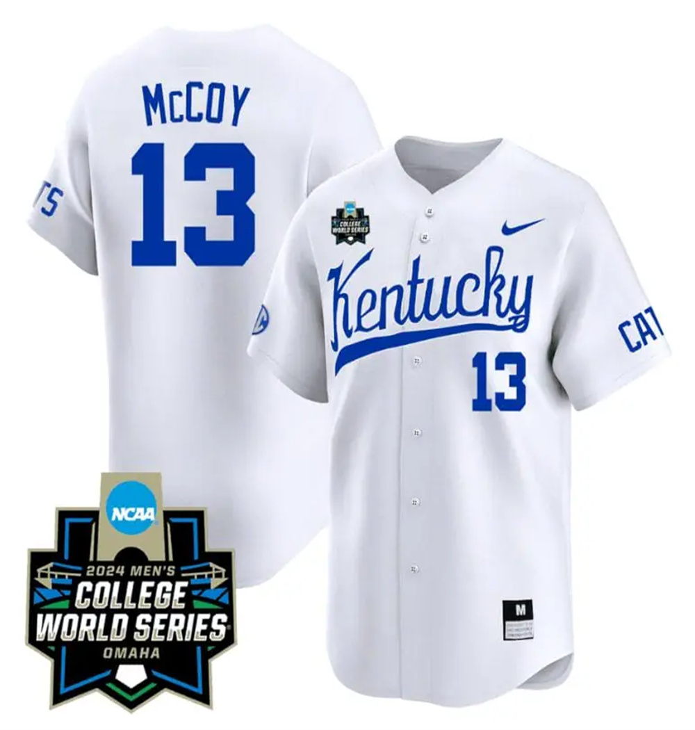 James McCOY Jersey #13 Kentucky Wildcats 2024 College World Series Vapor Premier Limited NCAA Baseball Stitched White