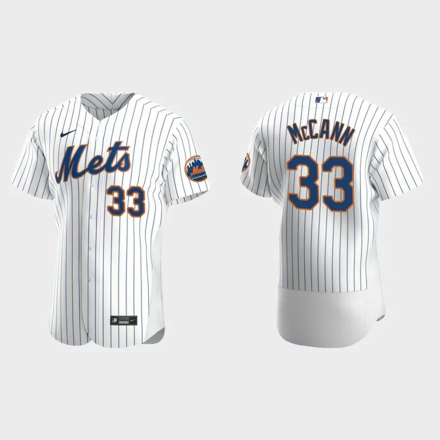James McCann #33 New York Mets Authentic Home Jersey – White