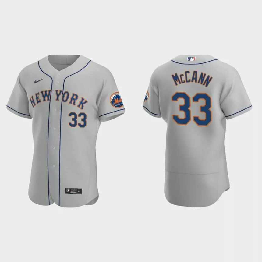 James McCann #33 New York Mets Authentic Road Jersey – Gray
