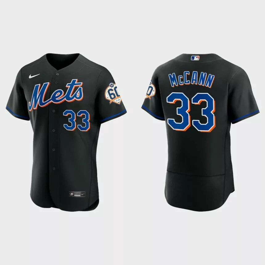 James McCann New York Mets 60th Anniversary Alternate Authentic Jersey – Black