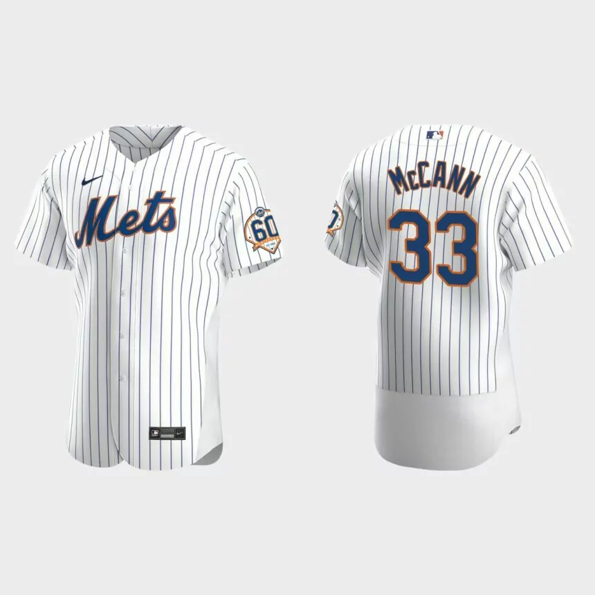 James McCann New York Mets 60th Anniversary Home Authentic Jersey – White