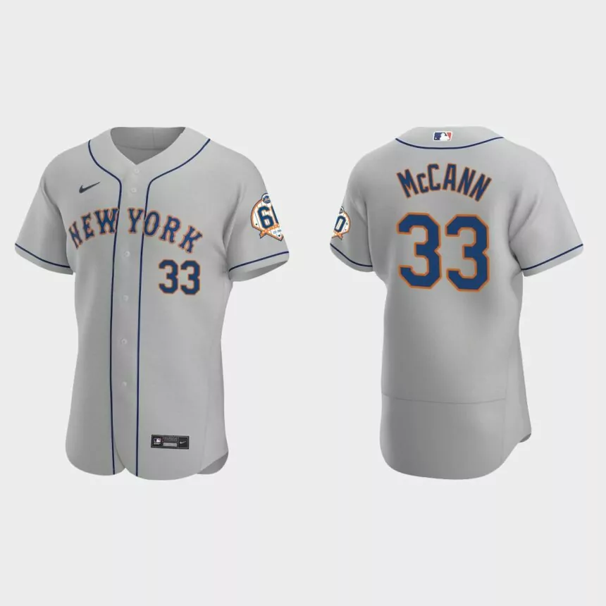 James McCann New York Mets 60th Anniversary Road Authentic Jersey – Gray