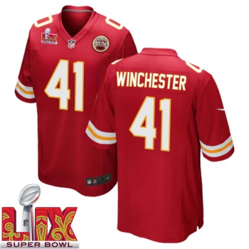James Winchester No 41 Men Super Bowl LIX Kansas City Chiefs Home Game 2025 Jersey- Replica