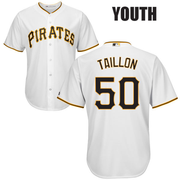 Jameson Taillon Majestic Youth White Cool Base Authentic no. 50 Home Pittsburgh Pirates Baseball Jersey