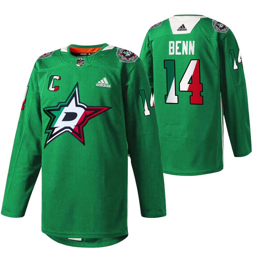 Jamie Benn Stars Noche Mexicana Jersey Green Special Warmup