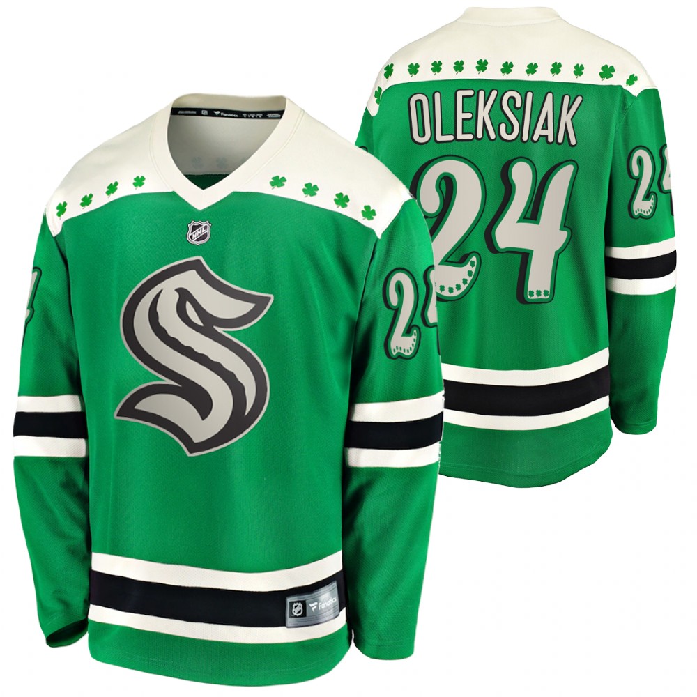 Jamie Oleksiak 2022 St. Patrick Kraken Green #24 Jersey