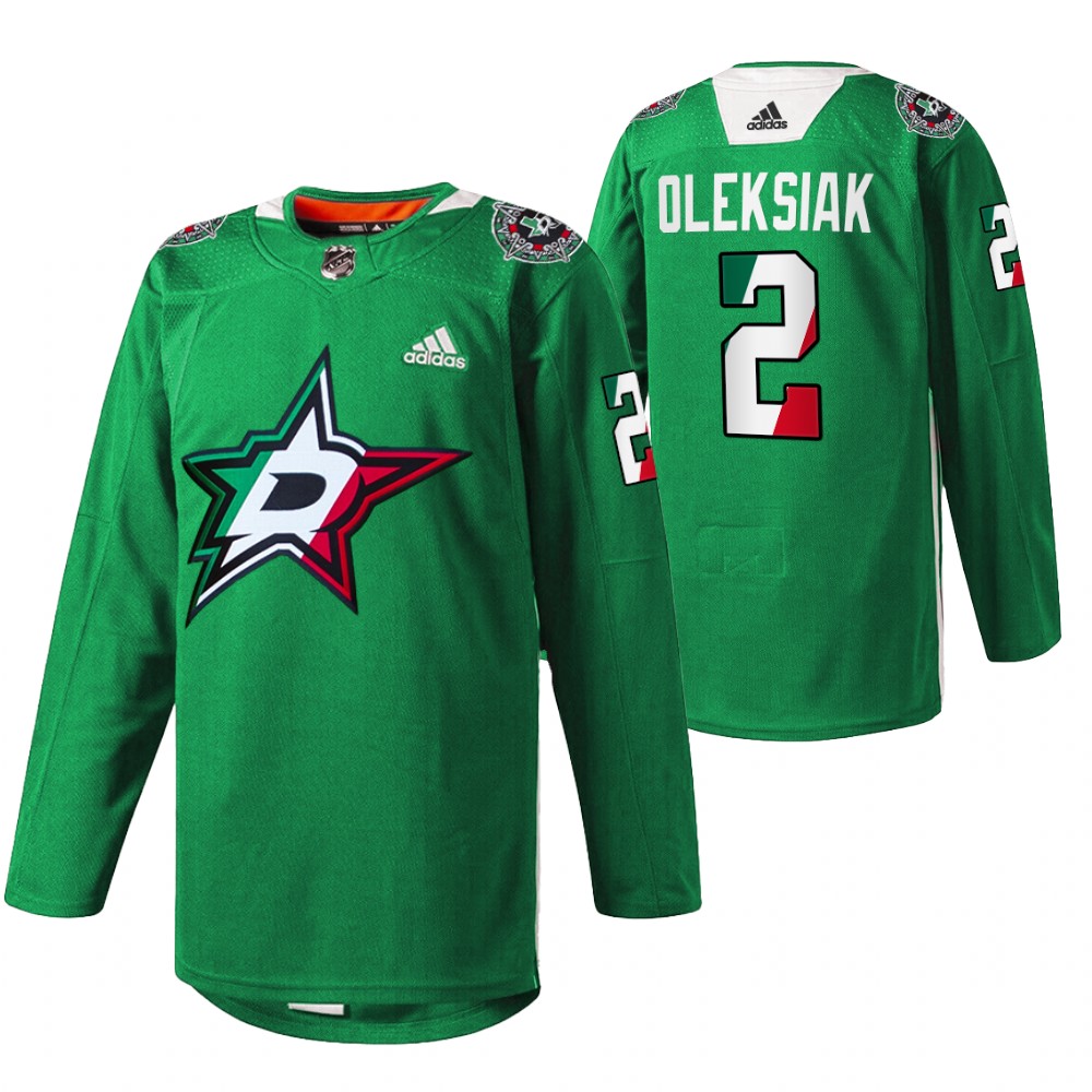 Jamie Oleksiak Stars Noche Mexicana Jersey Green Special Warmup