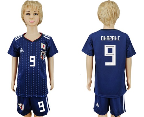Japan #9 Okazaki Home Kid Soccer Country Jersey