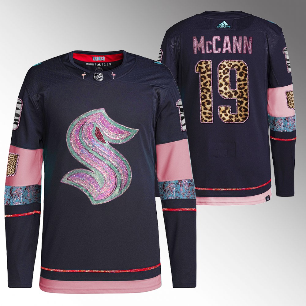 Jared McCann Kraken MGK Leopard Print Jersey Navy Diamond Limited
