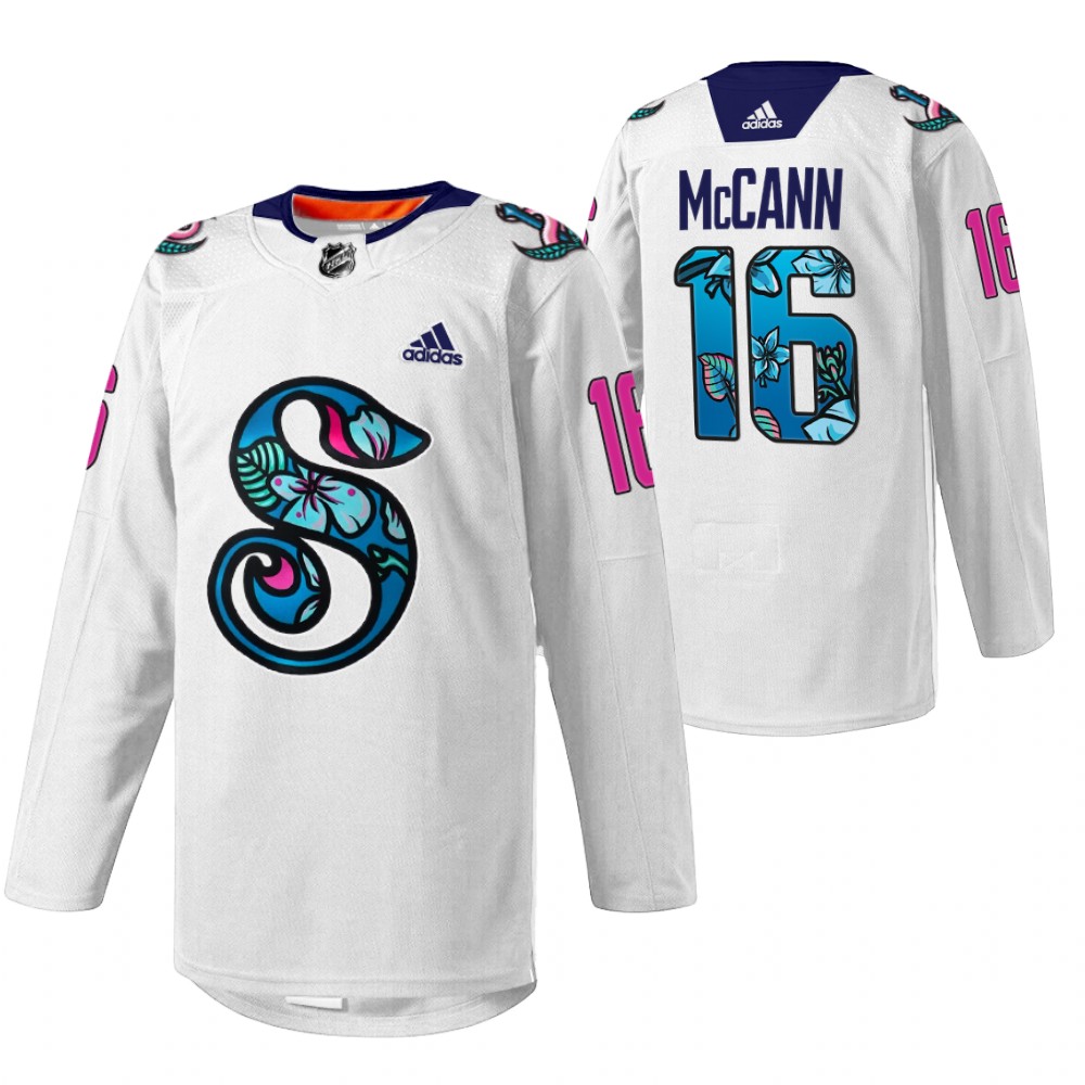 Jared McCann Kraken Pride Night Jersey White Warmup