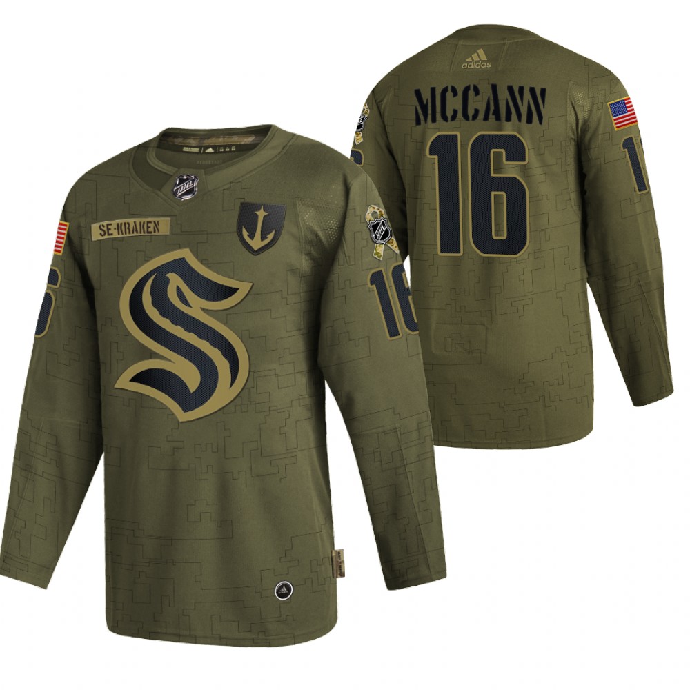 Jared McCann Kraken Veterans Day 2021 Olive Military Appreciation Jersey
