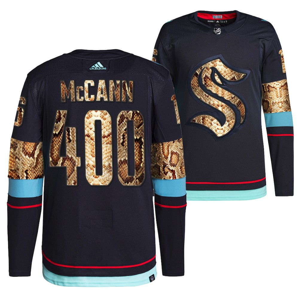 Jared McCann Seattle Kraken Navy 400 NHL Games Golden Python Jersey