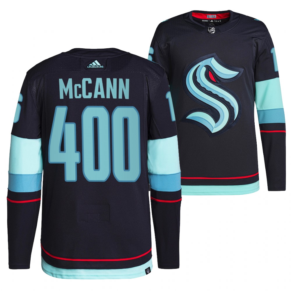 Jared McCann Seattle Kraken Navy 400th Career Game Commemorative Edition Jersey