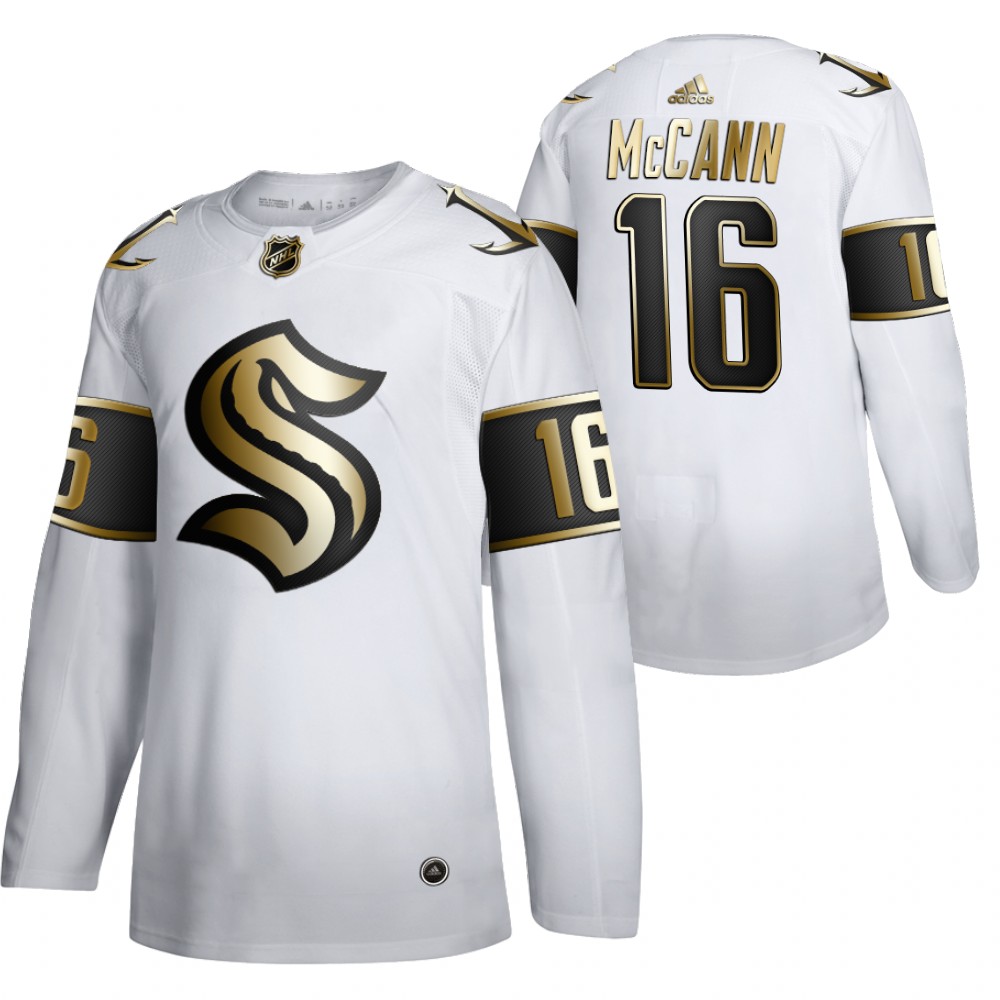 Jared McCann Seattle Kraken White Golden Edition Jersey 2021 Expansion Draft