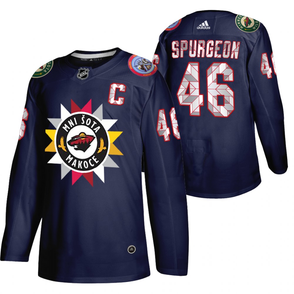 Jared Spurgeon Jersey Minnesota Wild Native American Heritage Day Navy 2021-22 Men