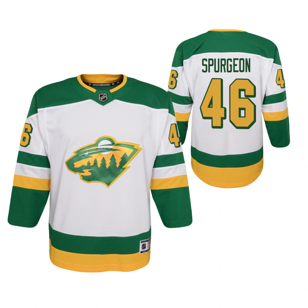 Jared Spurgeon Minnesota Wild 2021 Reverse Retro White Youth Jersey Replica