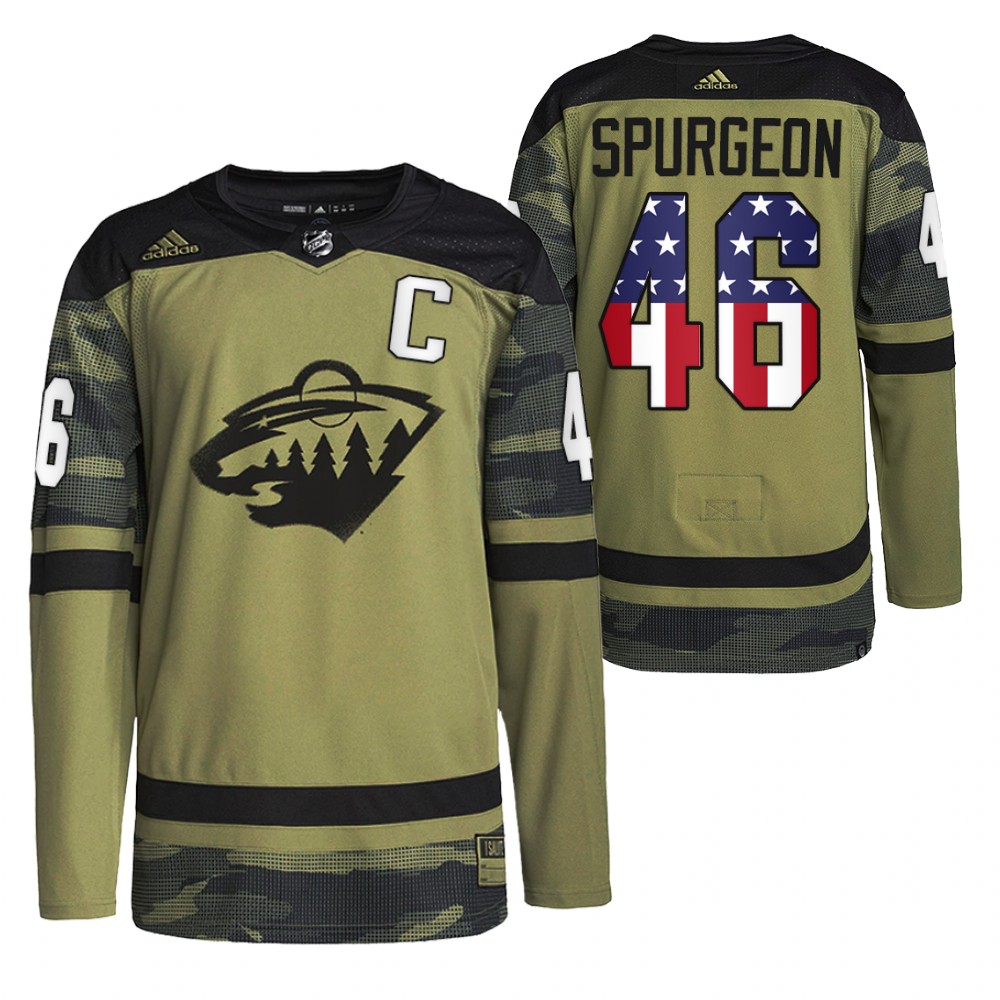 Jared Spurgeon Wild Military Appreciation Night Jersey Camo Practice