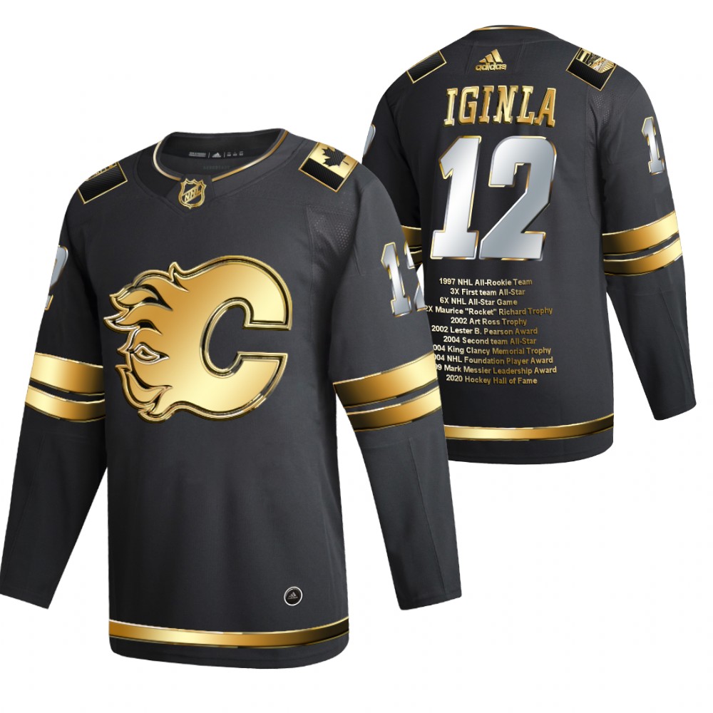Jarome Iginla Career Awards Black Flames #12 Jersey 2020 HHOF Golden Edition