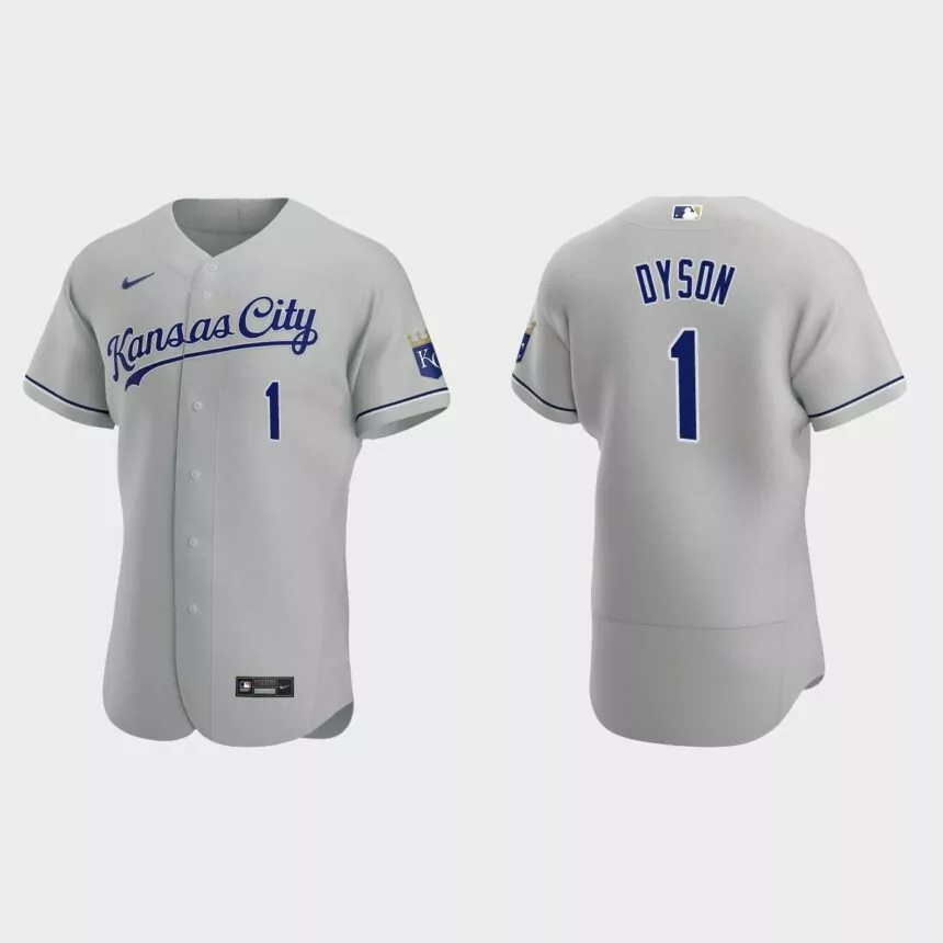 Jarrod Dyson #1 Kansas City Royals Authentic Road Jersey – Gray