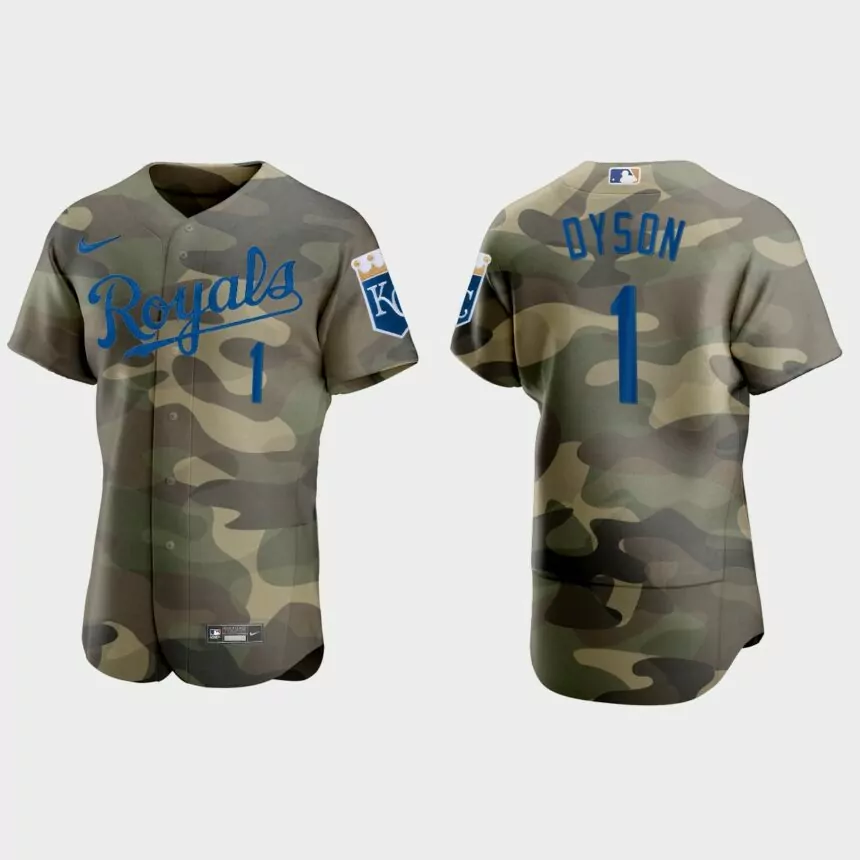 Jarrod Dyson Kansas City Royals 2021 National Armed Forces Day Authentic Jersey – Camo