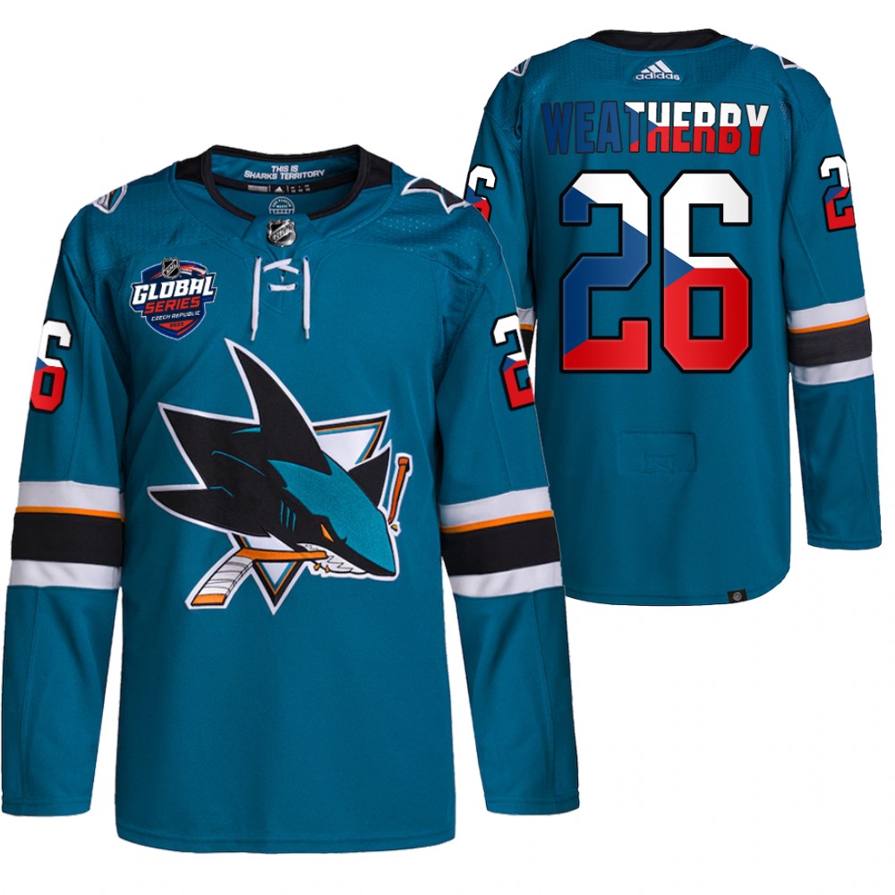Jasper Weatherby San Jose Sharks Teal 2022 NHL Global Series Czech Republic Challenge Jersey