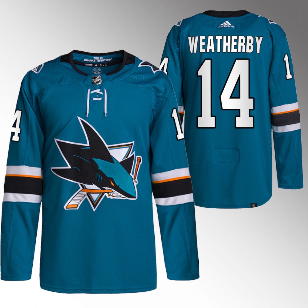 Jasper Weatherby San Jose Sharks Teal Primegreen Authentic Home Jersey
