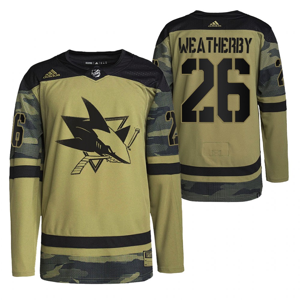 Jasper Weatherby Sharks Military Appreciation Jersey Camo Authentic Practice