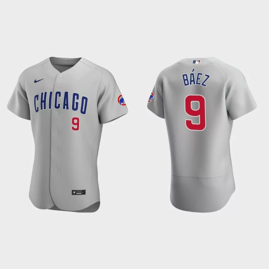Javier Baez #9 Chicago Cubs Gray Authentic 2020 Road Jersey