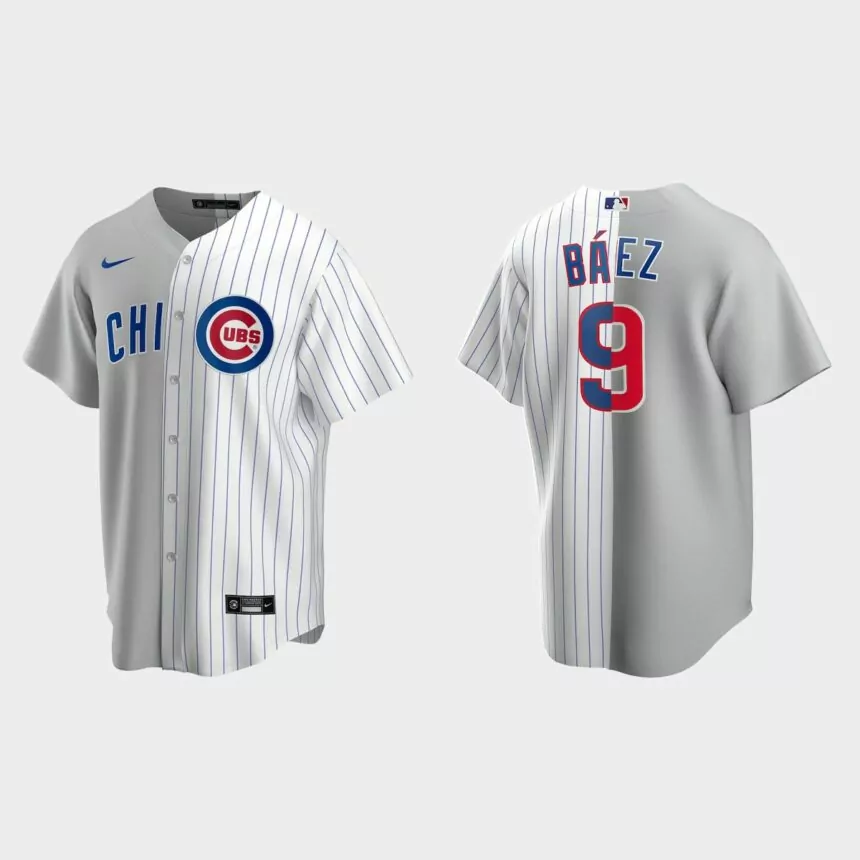 Javier Baez Chicago Cubs Split Replica Jersey – Gray White