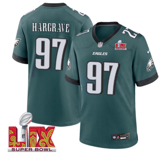 Javon Hargrave No 97 Men Super Bowl LIX Philadelphia Eagles Home Game 2025 Jersey- Replica