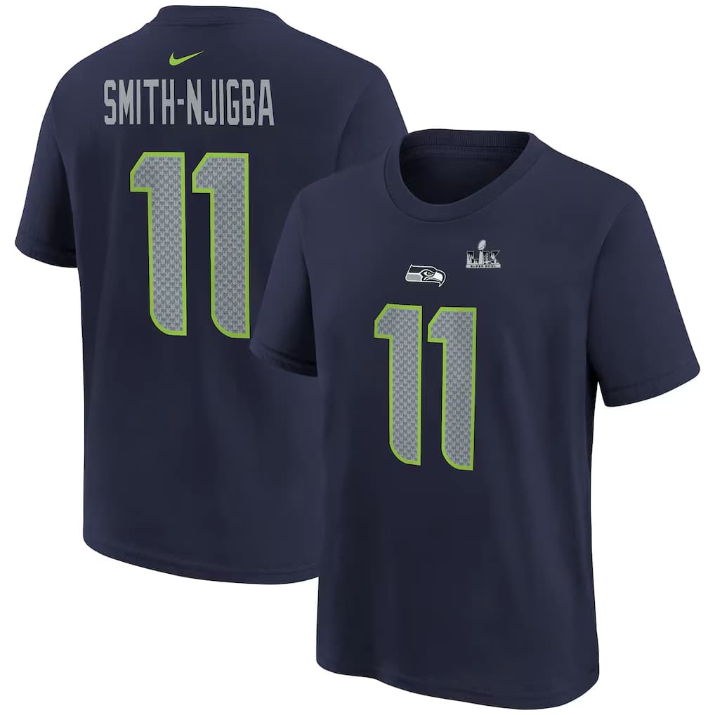 Jaxon Smith-Njigba Seattle Seahawks Nike Super Bowl LX Patch  T-Shirt - College  Navy