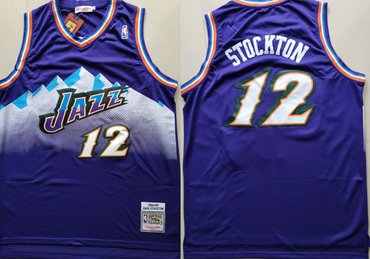 Jazz 12 John Stockton Purple Hardwood Classics Jersey