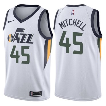 Jazz 45 Donovan Mitchell White Nike Swingman Jersey(Without The Sponsor's Logo)