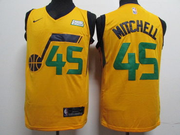 Jazz 45 Donovan Mitchell Yellow Nike Swingman Jersey
