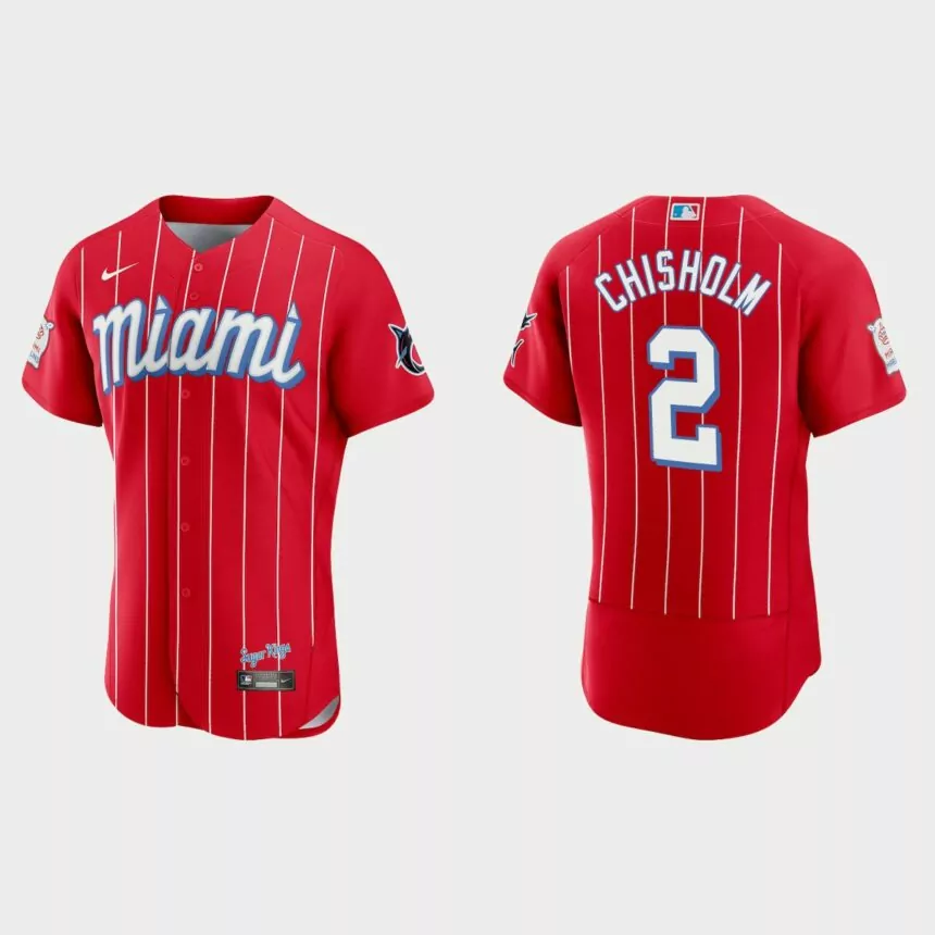 Jazz Chisholm Miami Marlins 2021 City Connect Authentic Jersey – Red